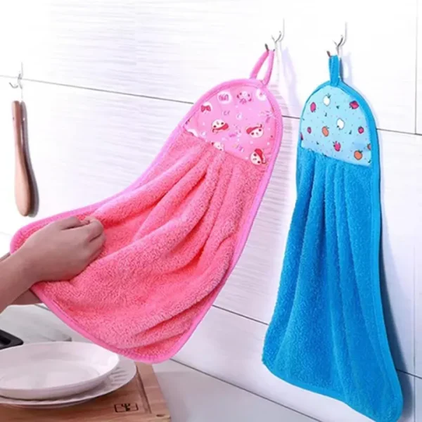 Print Coral Fleece Microfiber Hanging Hand Towel Cute Kids - Image 13