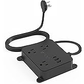 Flat Plug Extension Cord, HANYCONY 5ft Power Strip