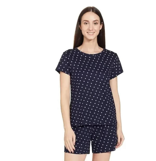 Women's Cotton Mutlicolor T-Shirt and Short Set Pack of 1 - Image 2